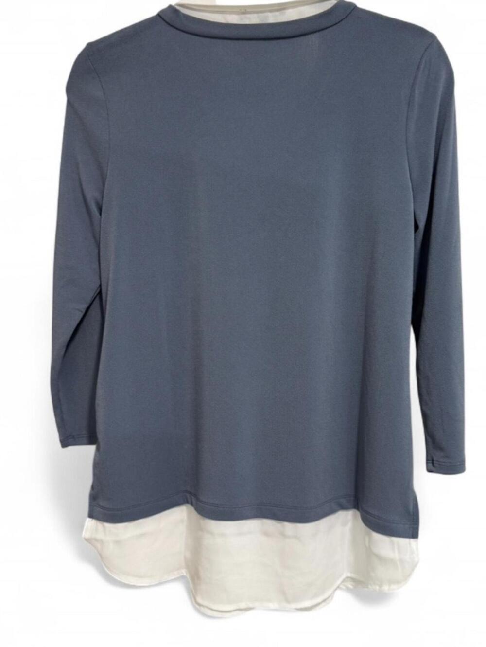 NWT ADRIANNA PAPELL 90's Quiet Luxury Layered Collar Sweater Twofer Blouse Top - Picture 8 of 12